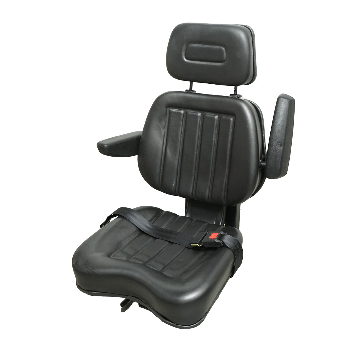 Universal seat with seat belt, headrest and armrests for agricultural or industrial machinery, forklift